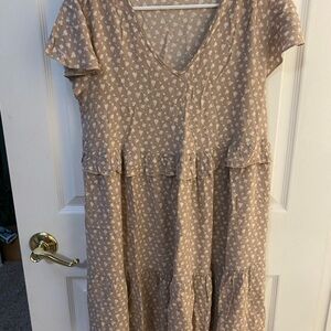 Tan Flutter Sleeved summer dress